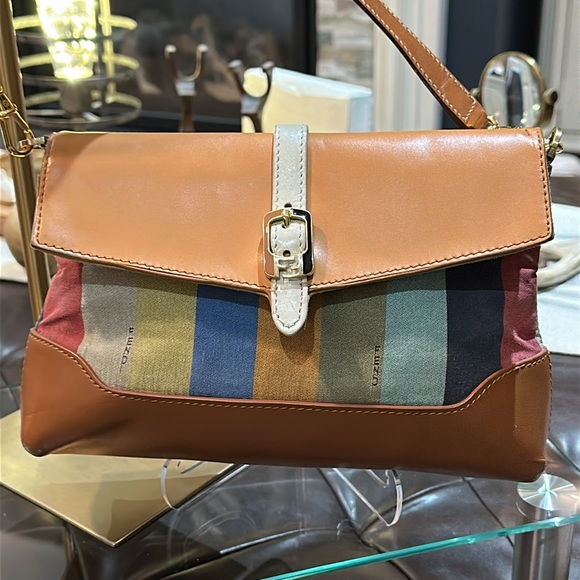 Authentic Fendi Multicolor Pequin Bag in Canvas & Leather, EUC. Rare Vintage! - Picture 13 of 16